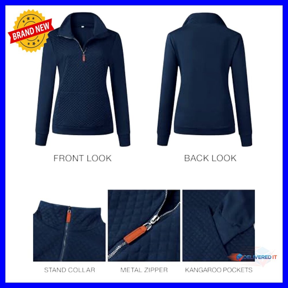 Quilted Pattern Lightweight Zipper Pullover Long … - image 5